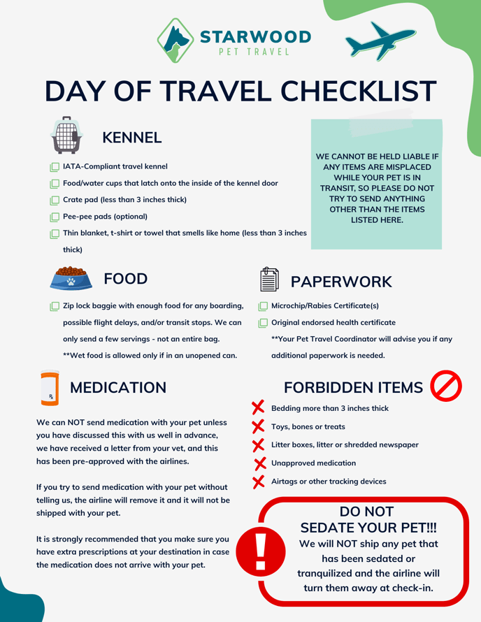 New Day of Travel Checklist